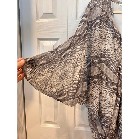 Diane von Furstenberg Fleurette Silk Chiffon Kaftan Dress Snakeskin Size 6 - Picture 4 of 10